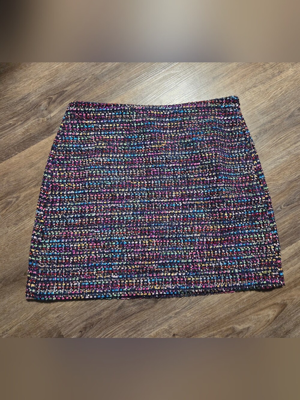 LOFT Multicolor Tweed Mini Skirt with Pink, Blue & Gold Threads
